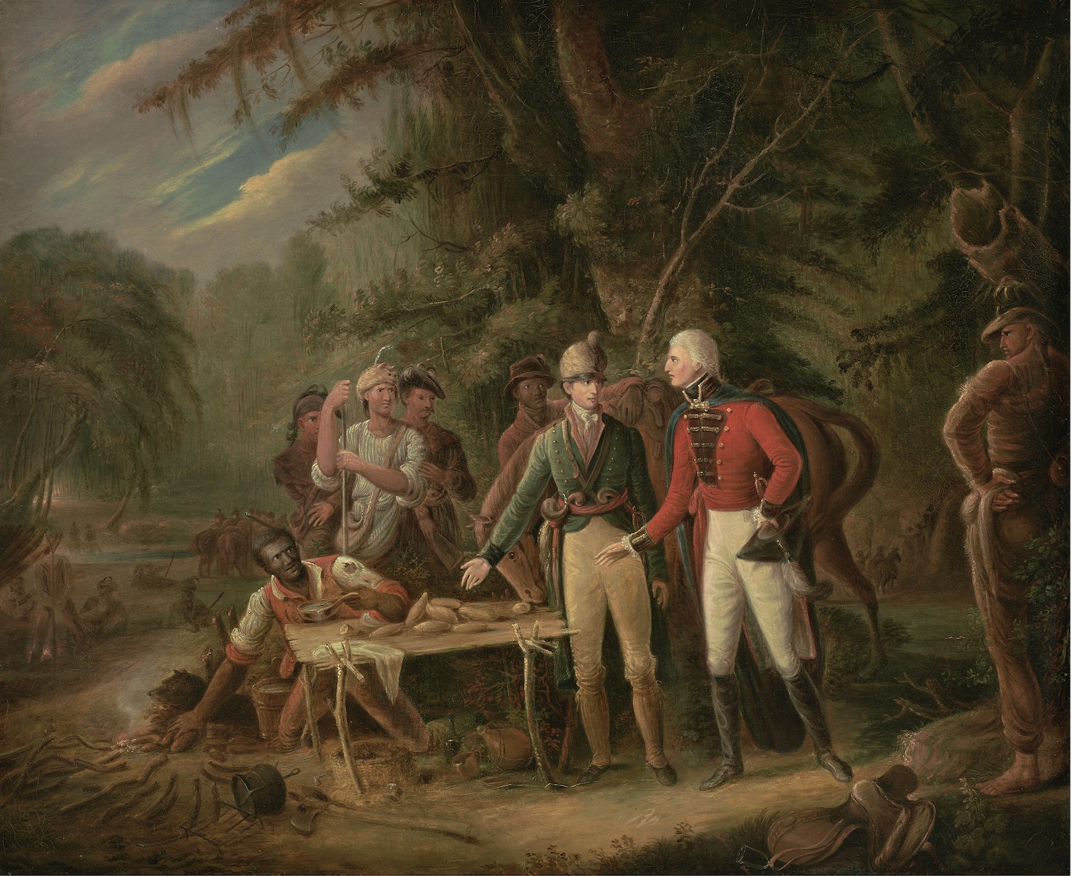 Marion inviting a British officer to share a meal