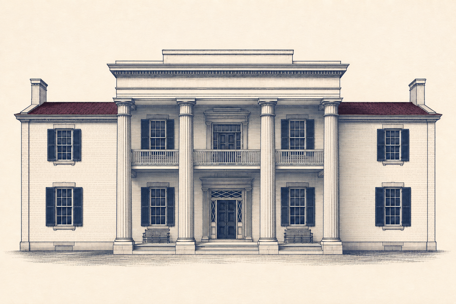 Front architectural engraving of The Hermitage