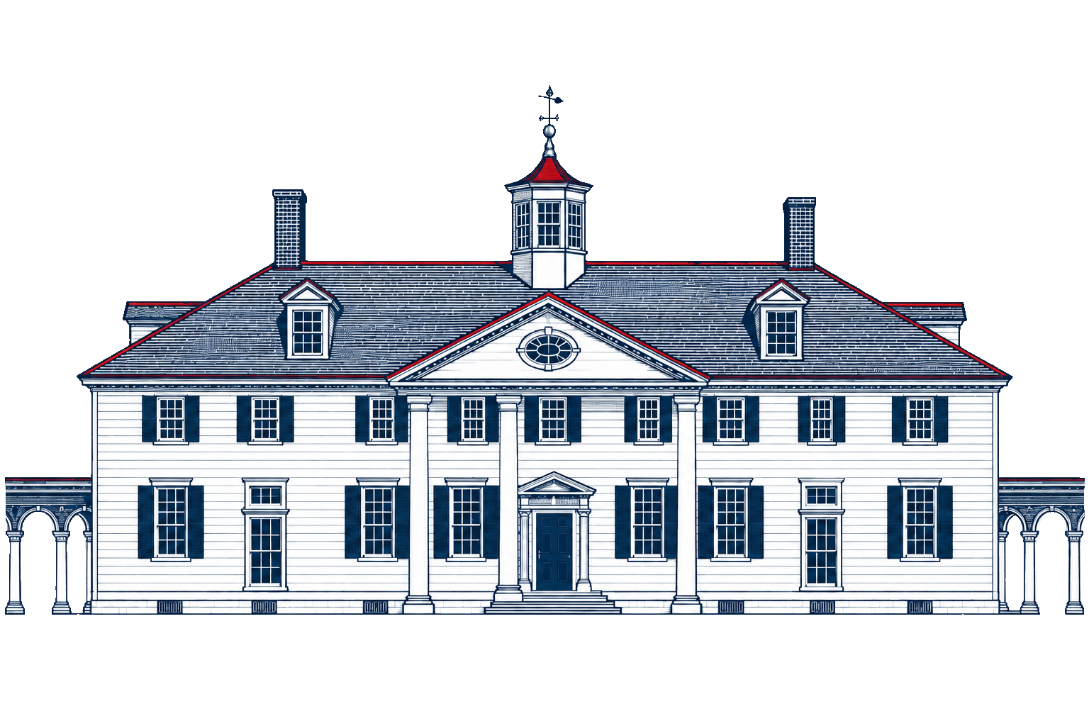 Architectural silhouette of Mount Vernon