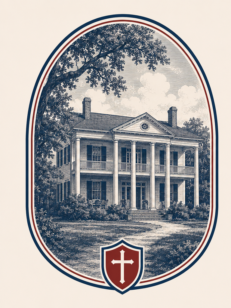 Engraving of a traditional Southern home